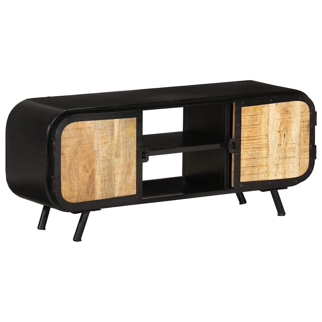 vidaXL Tv Cabinet | Rough mango wood with black frame | Rough mango wood, iron 1