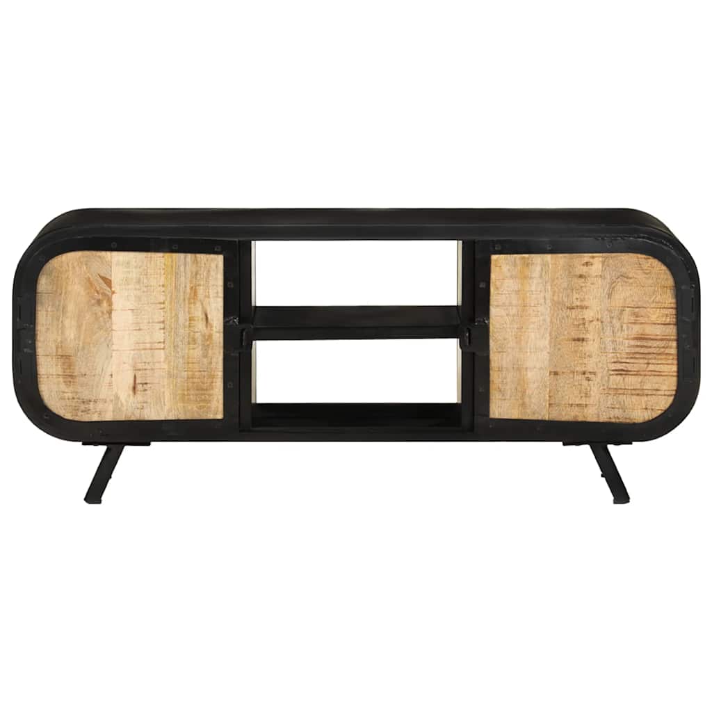 vidaXL Tv Cabinet | Rough mango wood with black frame | Rough mango wood, iron 2