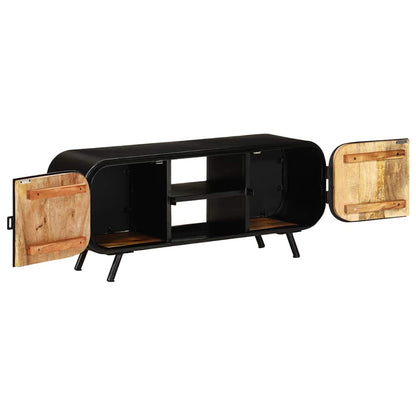 vidaXL Tv Cabinet | Rough mango wood with black frame | Rough mango wood, iron 4