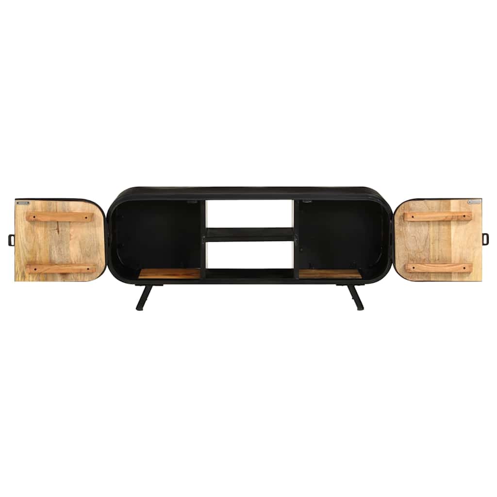 vidaXL Tv Cabinet | Rough mango wood with black frame | Rough mango wood, iron 5