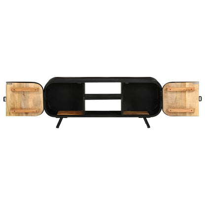 vidaXL Tv Cabinet | Rough mango wood with black frame | Rough mango wood, iron 5