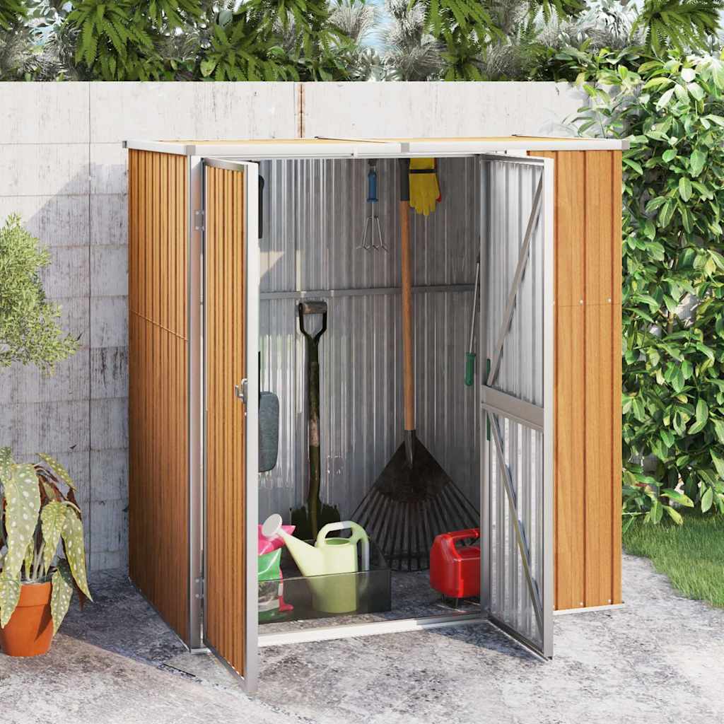 vidaXL Garden Tool Shed Brown 161x89x161 cm Galvanised Steel 1