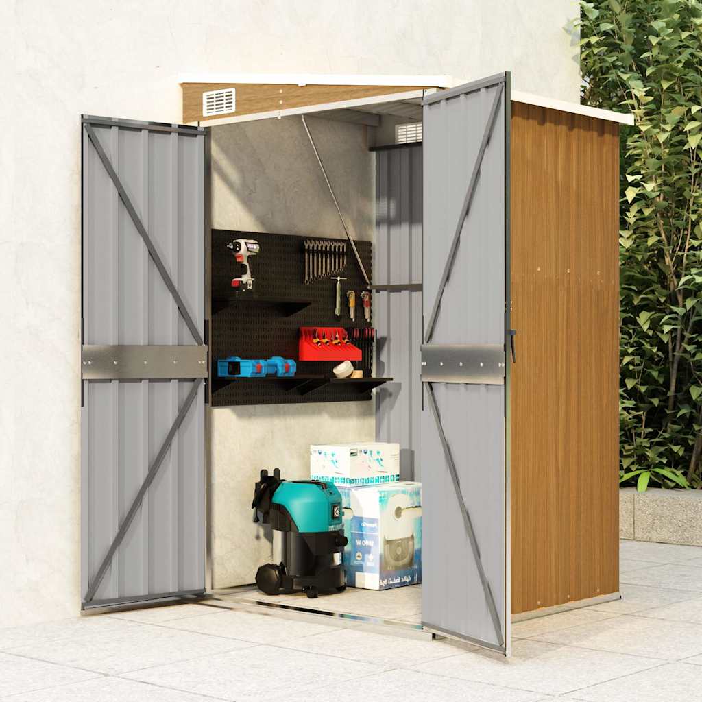 vidaXL Garden Shed | Brown | Galvanised steel, metal | Medium | Garden Shed 1
