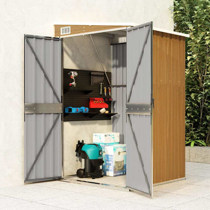 vidaXL Garden Shed | Brown | Galvanised steel, metal | Medium | Garden Shed 1