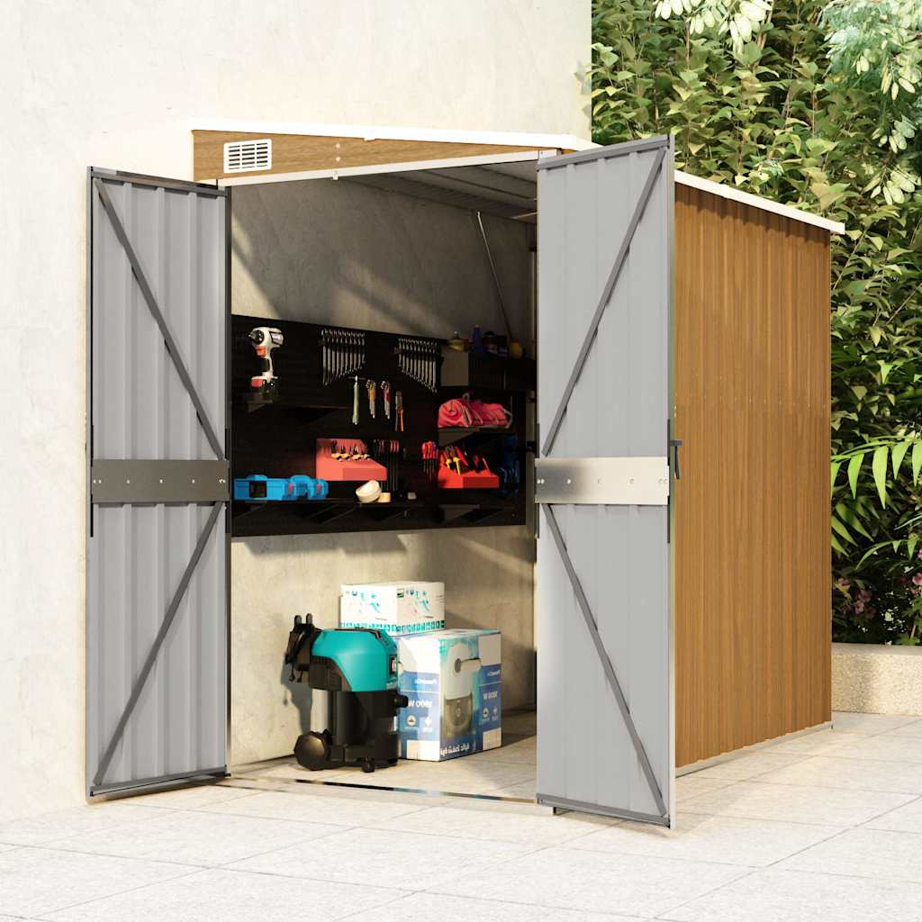 vidaXL Garden Shed | Brown (wood-like finish) | Galvanised steel, metal | Medium 1