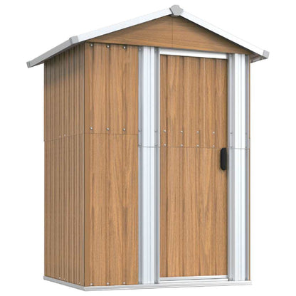 vidaXL Garden Shed Brown 126x97.5x177 cm Galvanised Steel 2