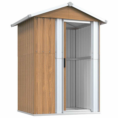 vidaXL Garden Shed Brown 126x97.5x177 cm Galvanised Steel 4