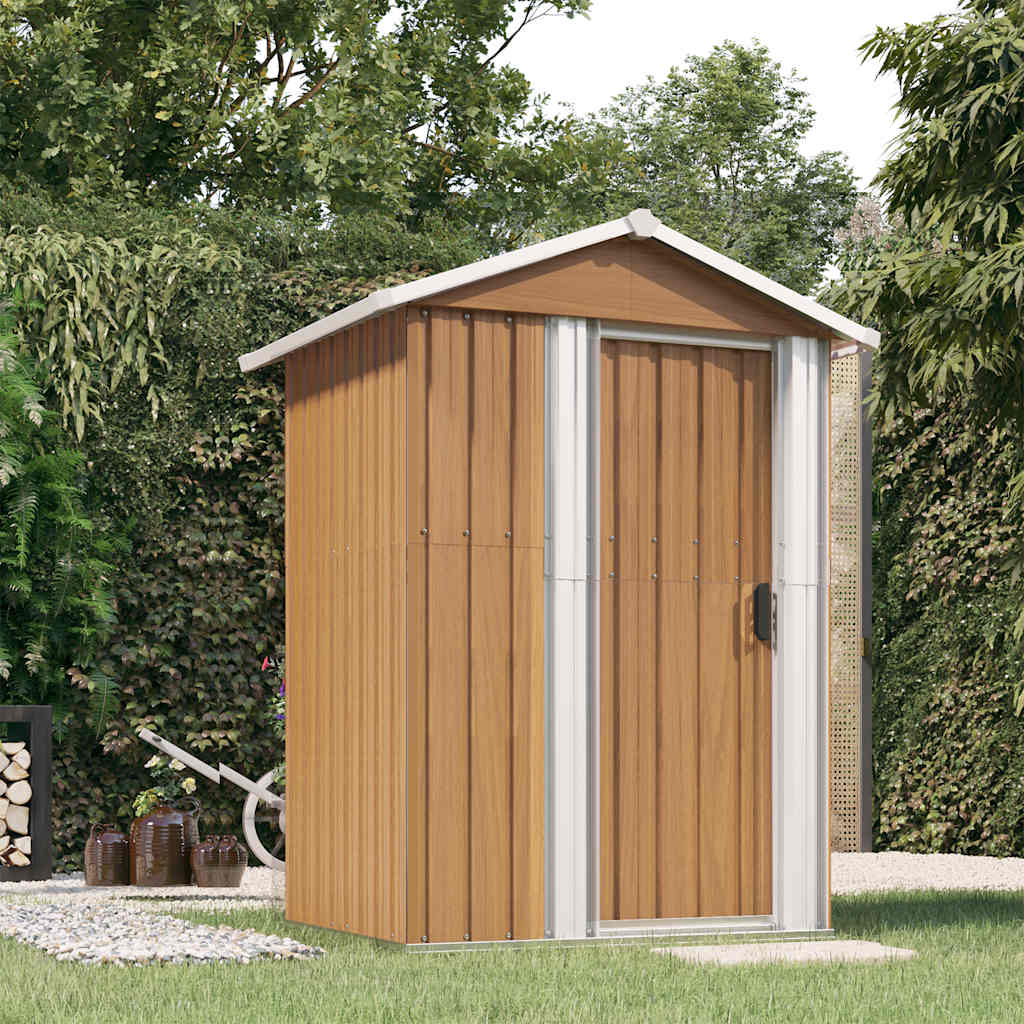 vidaXL Garden Shed Brown 126x97.5x177 cm Galvanised Steel 1