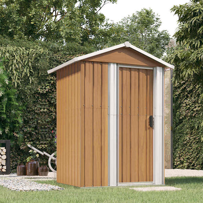 vidaXL Garden Shed Brown 126x97.5x177 cm Galvanised Steel 1