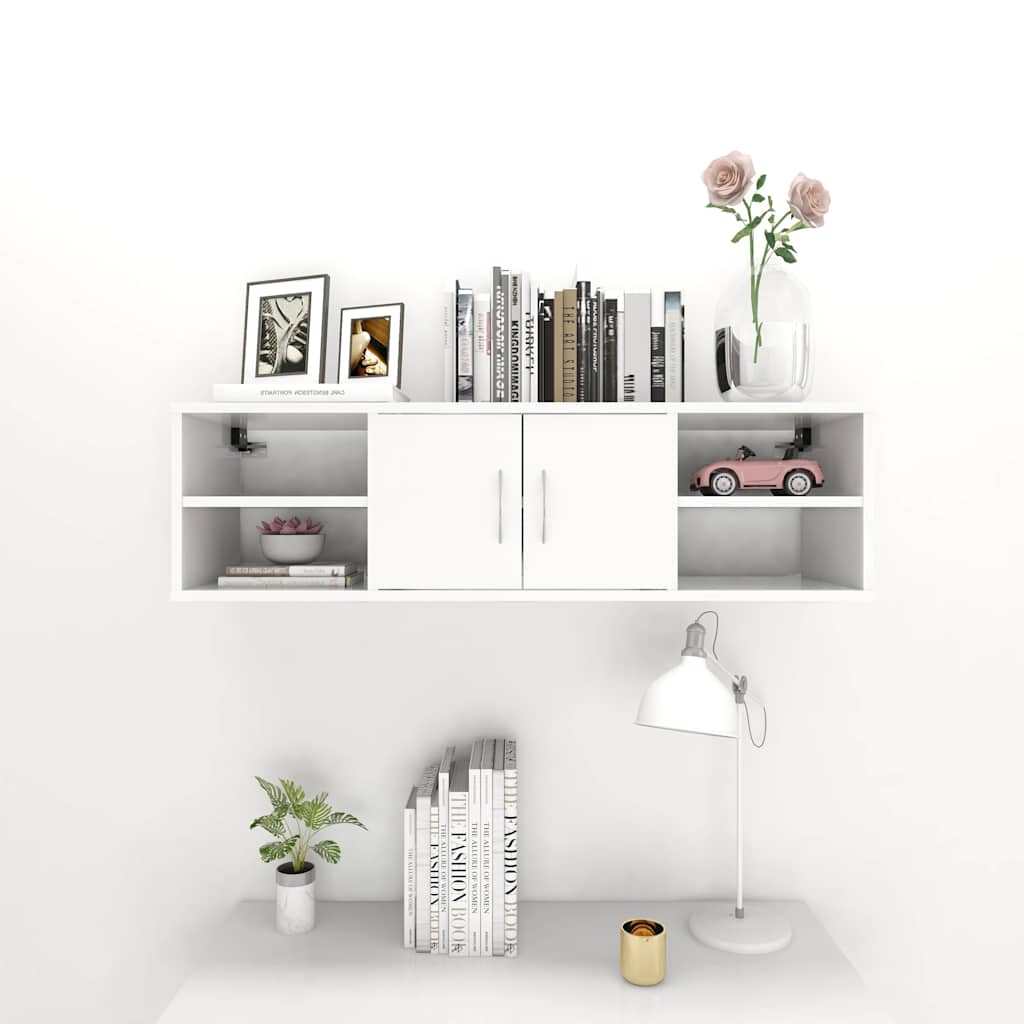 vidaXL Wall Shelf White 102x30x29 cm Engineered Wood 3