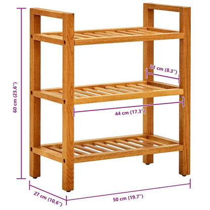Shoe Rack with 2 Shelves 50x27x40 cm Solid Oak Wood 50 cm 60 cm