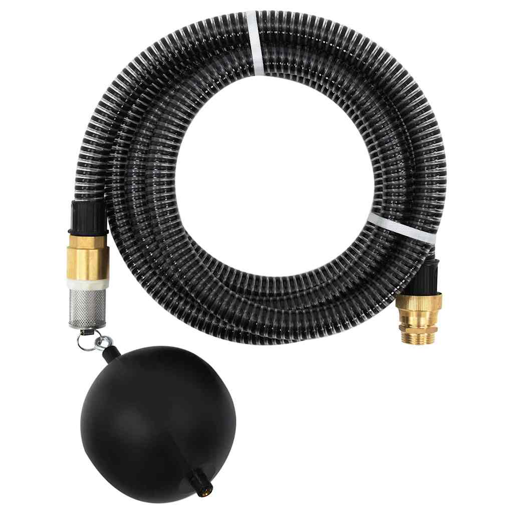 vidaXL Suction Hose with Brass Connectors Black 1.1" 3 m PVC 1