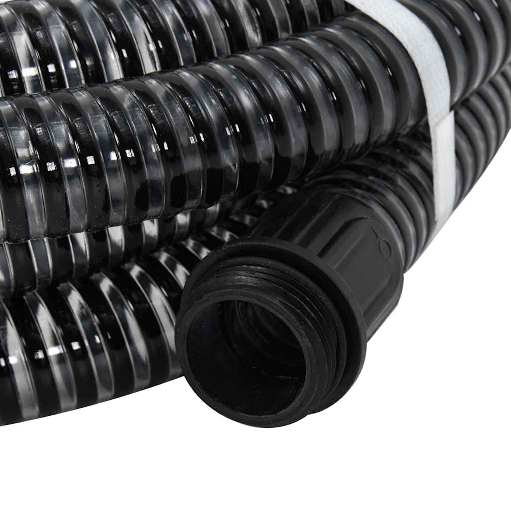 vidaXL Suction Hose with Brass Connectors Black 1.1" 3 m PVC 2