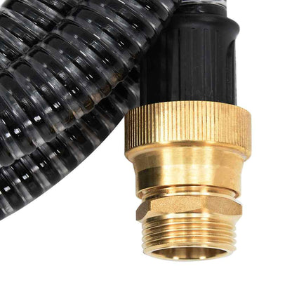 vidaXL Suction Hose with Brass Connectors Black 1.1" 3 m PVC 3