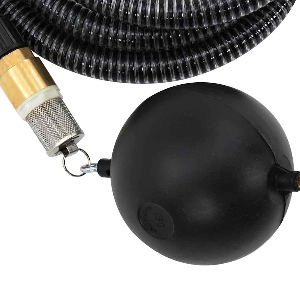 vidaXL Suction Hose with Brass Connectors Black 1.1" 3 m PVC 4