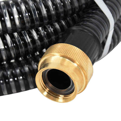 vidaXL Suction Hose with Brass Connectors Black 1.1" 3 m PVC 5