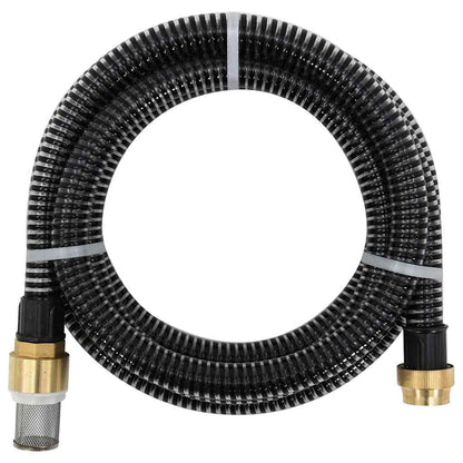 vidaXL Suction Hose with Brass Connectors Black 1.1" 15 m PVC 1