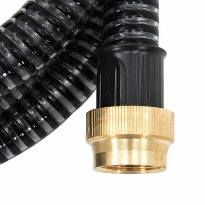 vidaXL Suction Hose with Brass Connectors Black 1.1" 15 m PVC 2