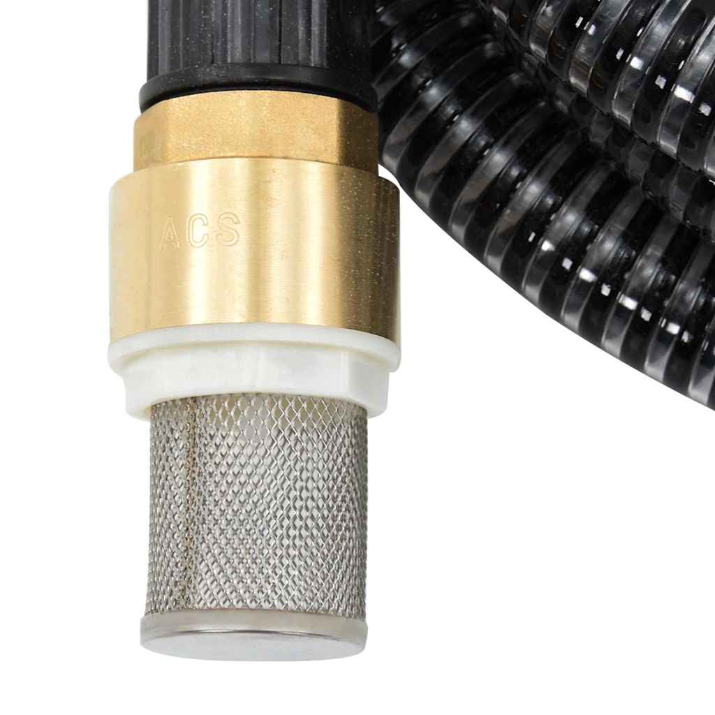 vidaXL Suction Hose with Brass Connectors Black 1.1" 15 m PVC 3