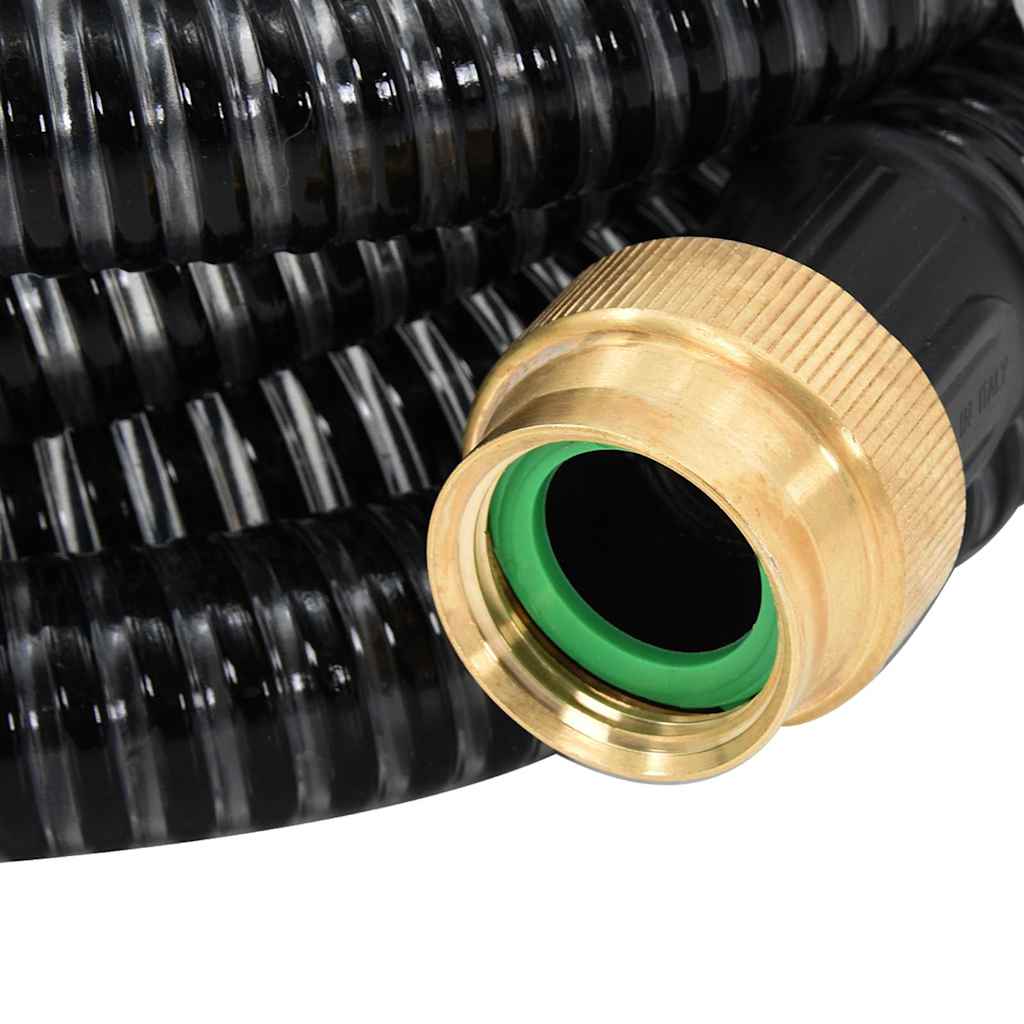 vidaXL Suction Hose with Brass Connectors Black 1.1" 15 m PVC 5