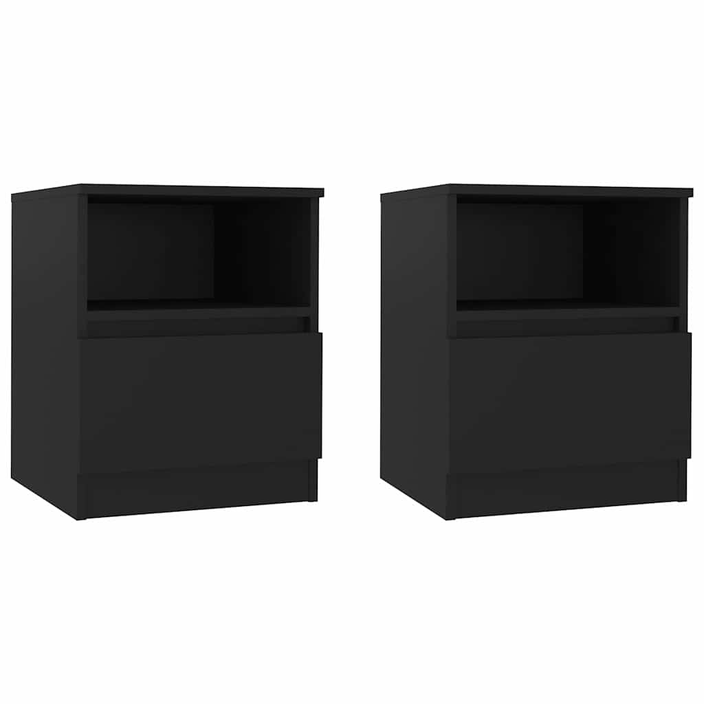 806160 vidaXL Bed Cabinets 2 pcs Black 40x40x50 cm Engineered Wood 2