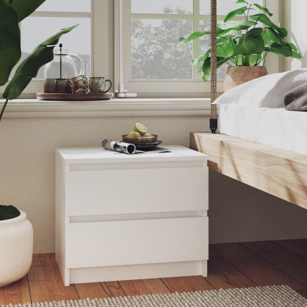806193 vidaXL Bed Cabinet White 50x39x43,5 cm Engineered Wood 1
