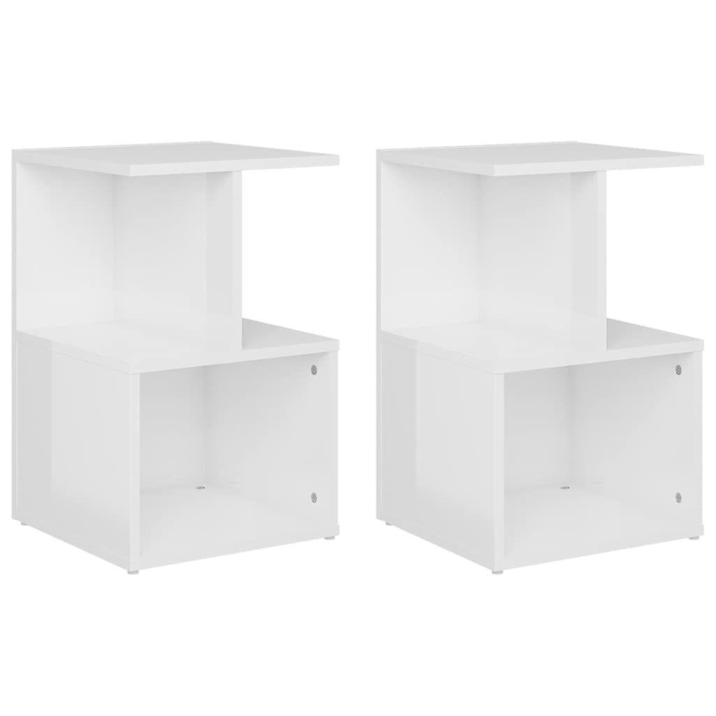 806359 vidaXL Bedside Cabinets 2 pcs High Gloss White 35x35x55 cm Engineered Wood 2