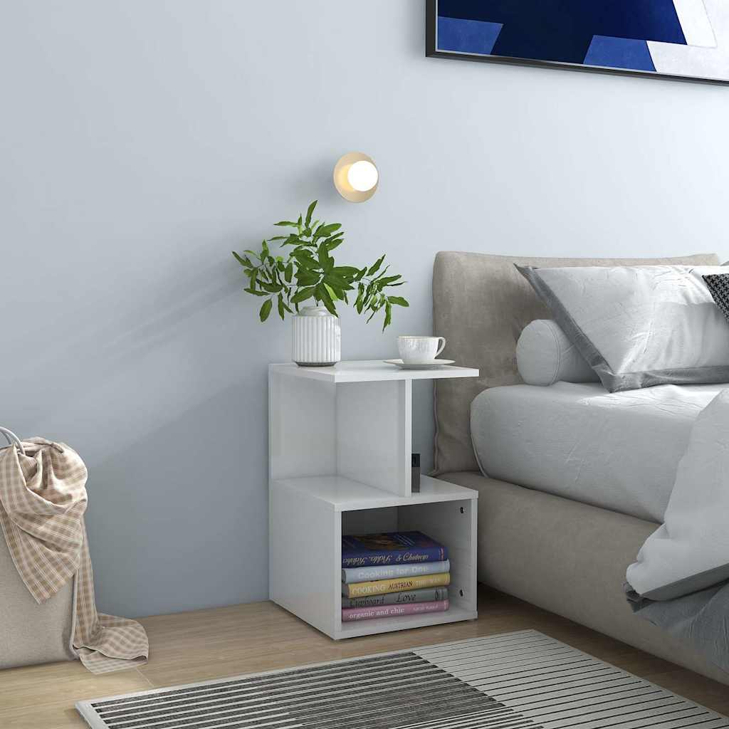 806359 vidaXL Bedside Cabinets 2 pcs High Gloss White 35x35x55 cm Engineered Wood 1