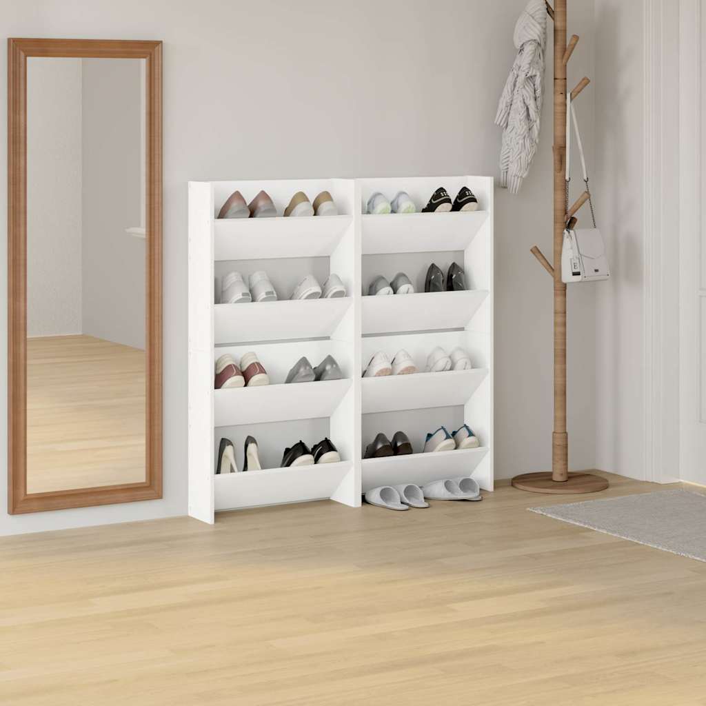 vidaXL Wall Shoe Cabinets 4 pcs White 60x18x60 cm Engineered Wood 3