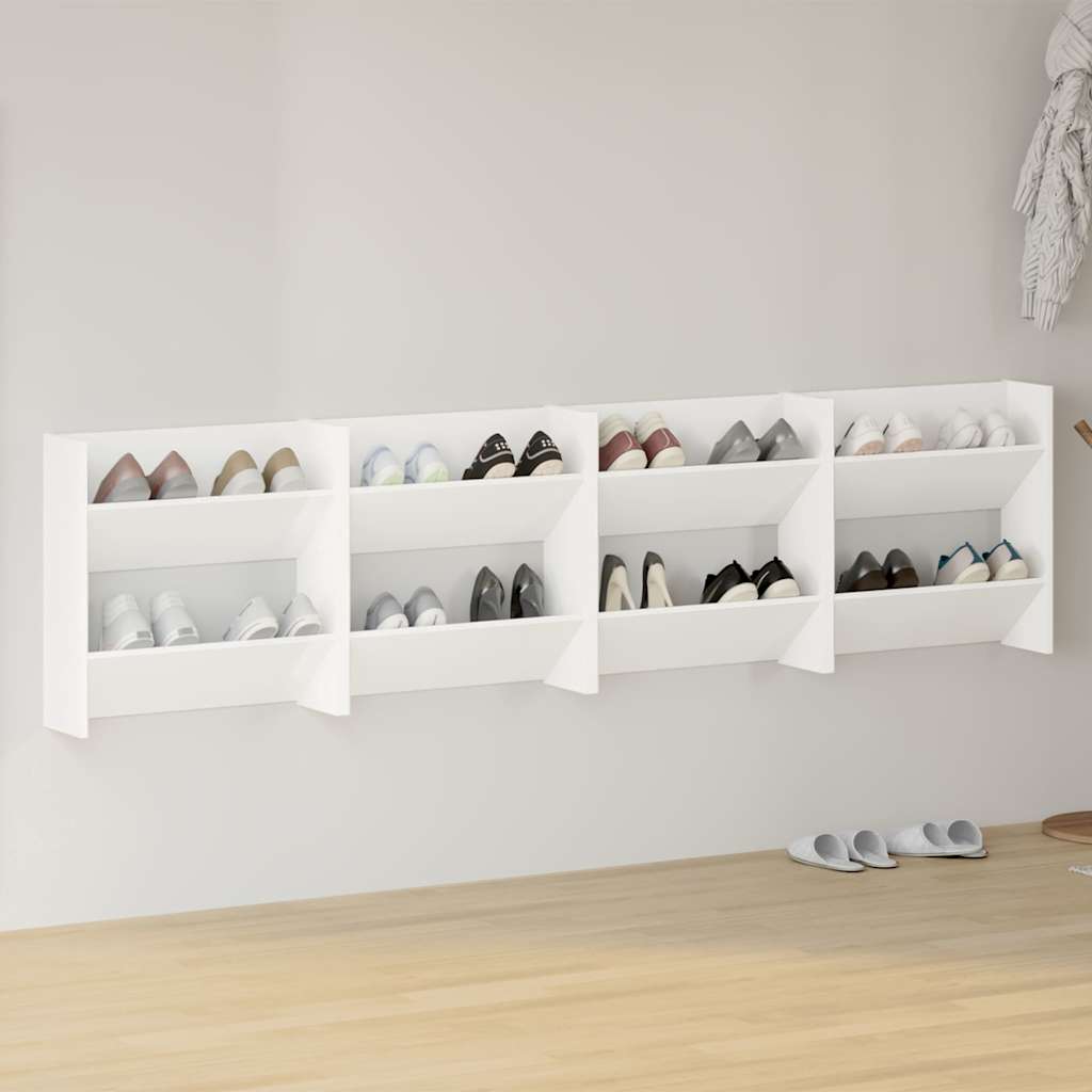 vidaXL Wall Shoe Cabinets 4 pcs White 60x18x60 cm Engineered Wood 1