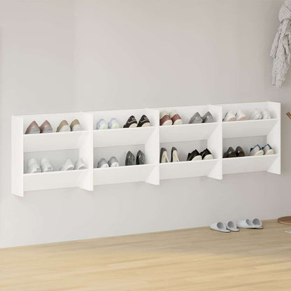 vidaXL Wall Shoe Cabinets 4 pcs White 60x18x60 cm Engineered Wood 1