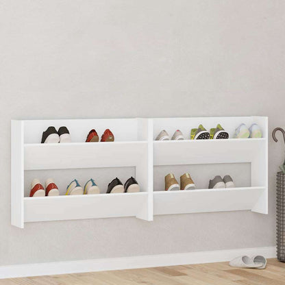 vidaXL Wall Shoe Cabinet 2 pcs White 80x18x60 cm Engineered Wood 3