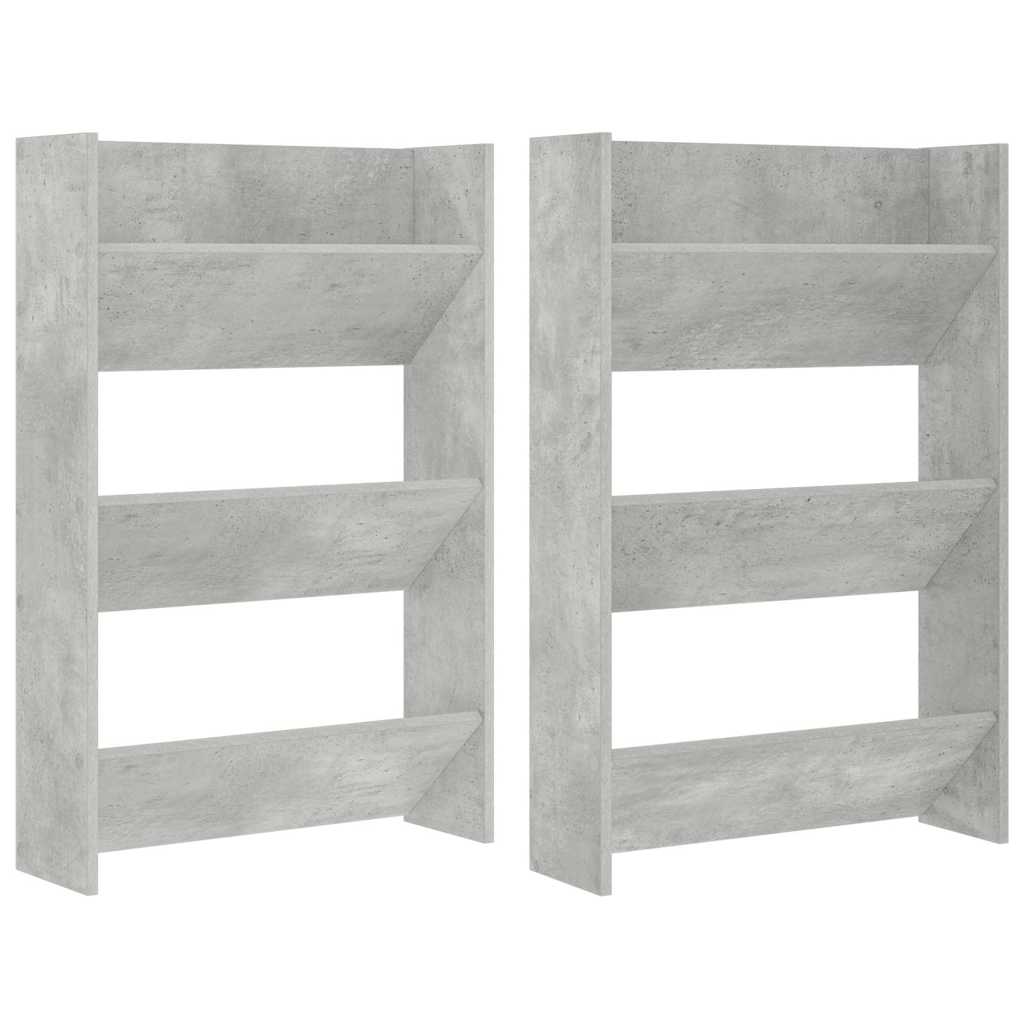 vidaXL Wall Shoe Cabinet | Set of 2 | Concrete grey | Engineered wood | Compact 2