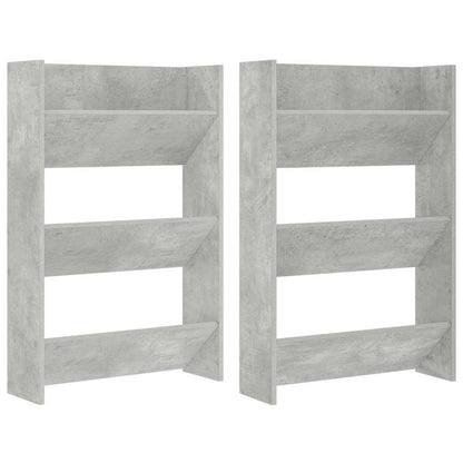 vidaXL Wall Shoe Cabinet | Set of 2 | Concrete grey | Engineered wood | Compact 2