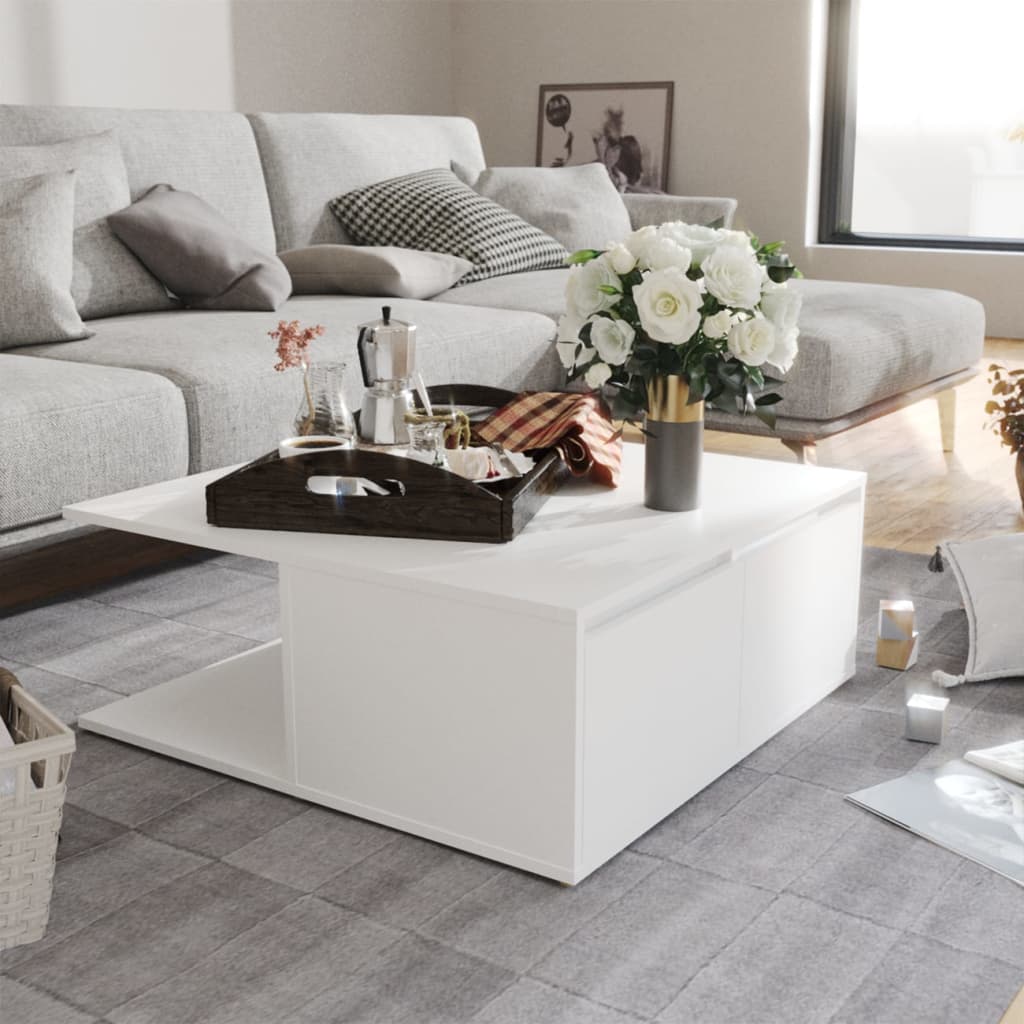 vidaXL Coffee Table | White | Engineered wood | 80 x 80 x 31 cm | Coffee Table 1