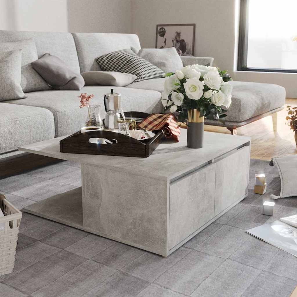 vidaXL Coffee Table Concrete Grey 80x80x31 cm Engineered Wood 1