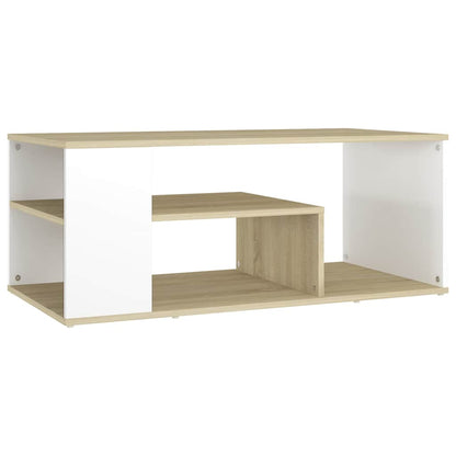 Coffee Table 100x50x40 cm Engineered Wood White and sonoma oak