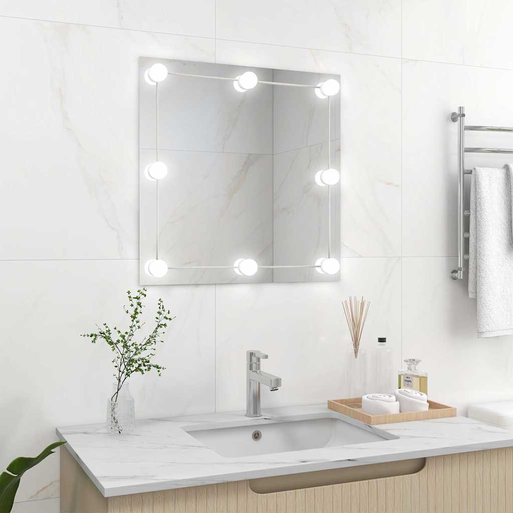 vidaXL Wall Mirror With Led Light | Silver | Glass, Plastic | Medium 1