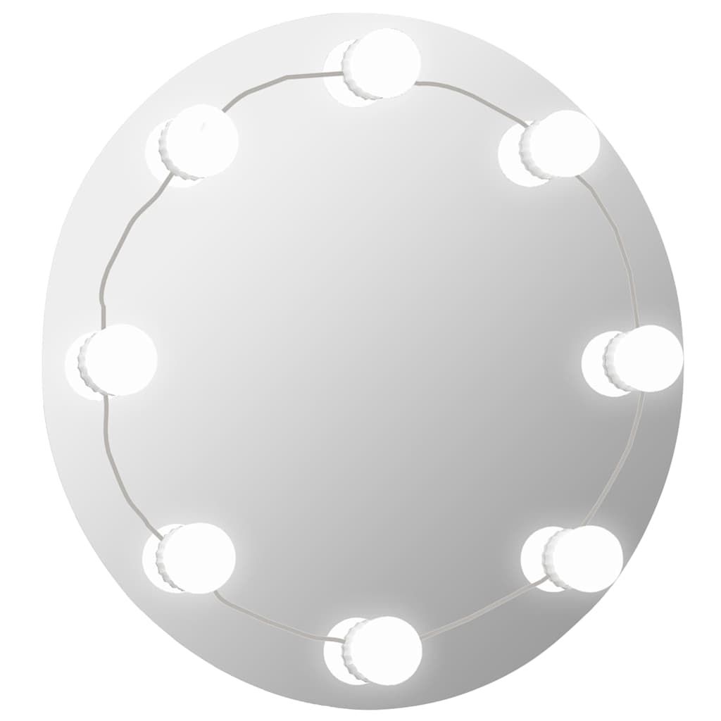 vidaXL Wall Mirror with LED Lights Round Glass 2