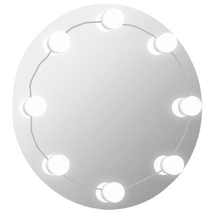 vidaXL Wall Mirror with LED Lights Round Glass 2