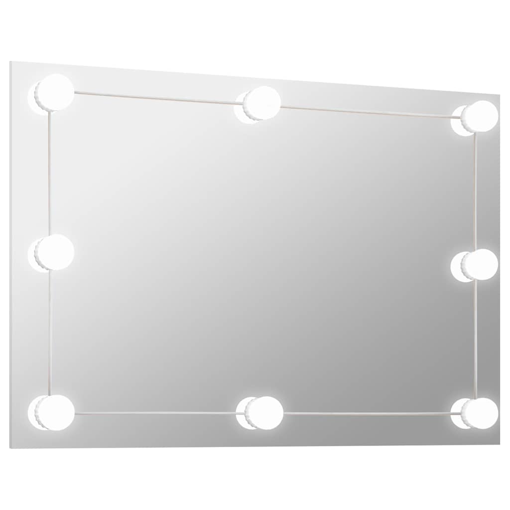 Wall Mirror with LED Lights Glass Rectangle With leds 100 x 60 cm