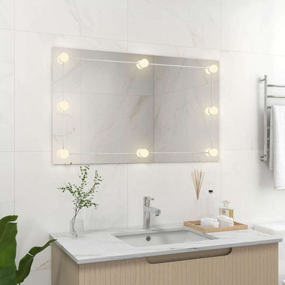 Wall Mirror with LED Lights Glass Rectangle With leds 100 x 60 cm