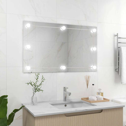 vidaXL Wall Frameless Mirror with LED Lights Rectangular Glass 1