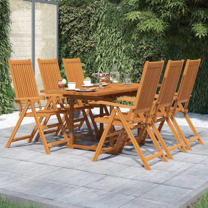 7-Piece Garden Dining Set Natural Solid Acacia Wood 6-Seater Natural