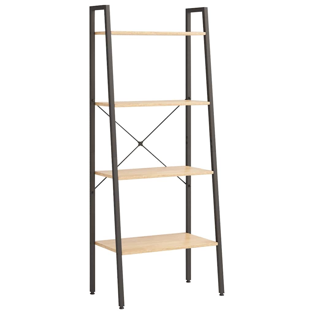 vidaXL Standing Shelf | Light brown and black | Engineered wood, steel | Large 2