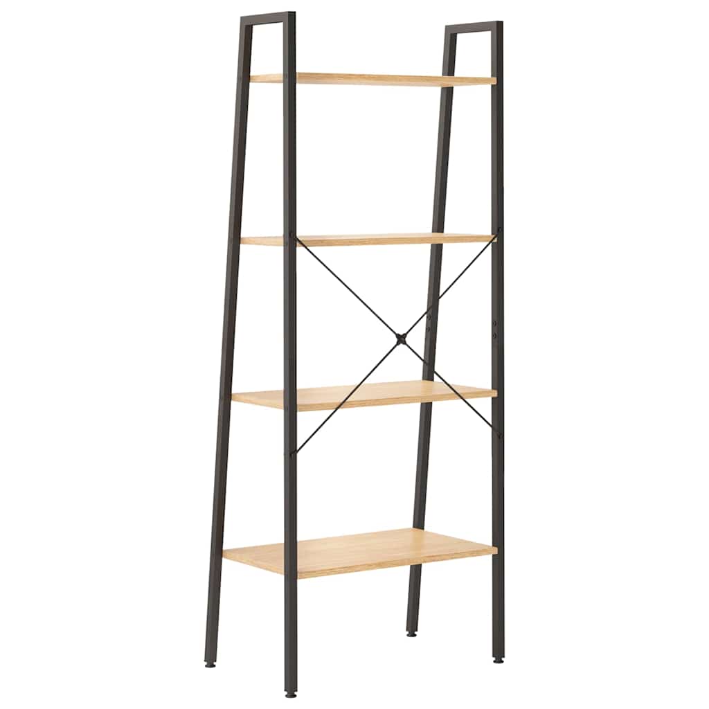 vidaXL Standing Shelf | Light brown and black | Engineered wood, steel | Large 5