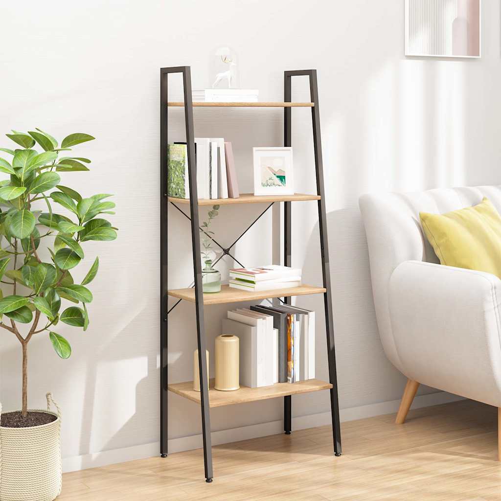 vidaXL Standing Shelf | Light brown and black | Engineered wood, steel | Large 1