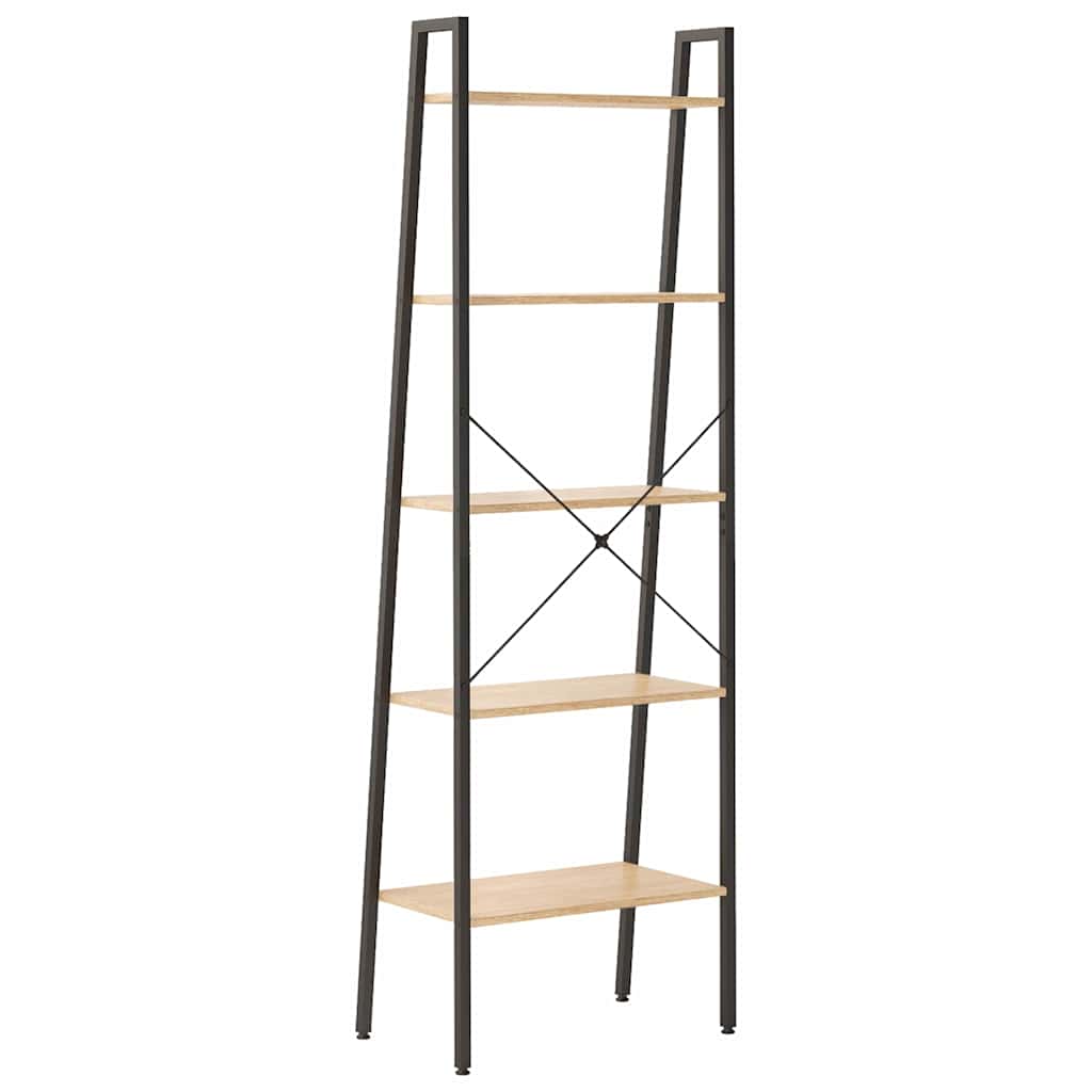 vidaXL Standing Shelf | Light Brown and Black | Engineered wood and Steel 5