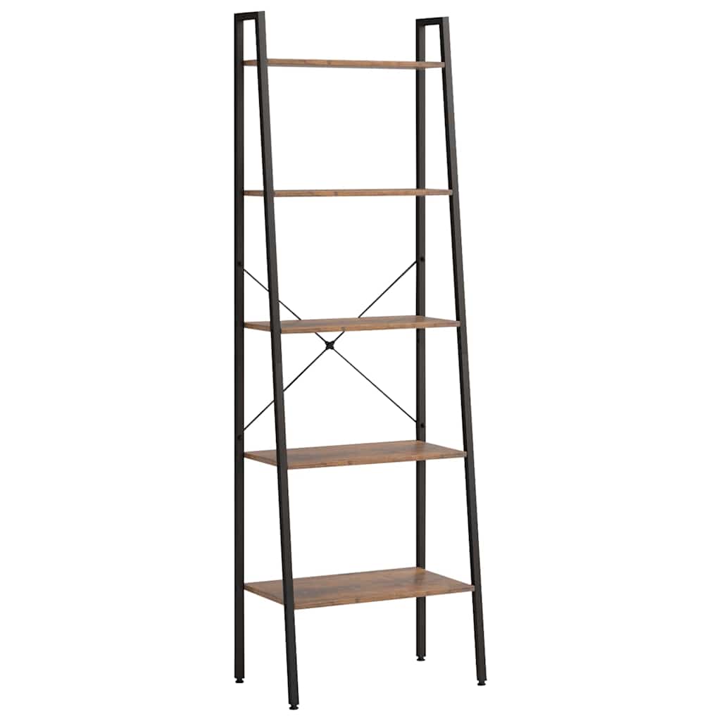 vidaXL Standing Shelf | Dark brown and black | Engineered wood, Steel | Tall 2