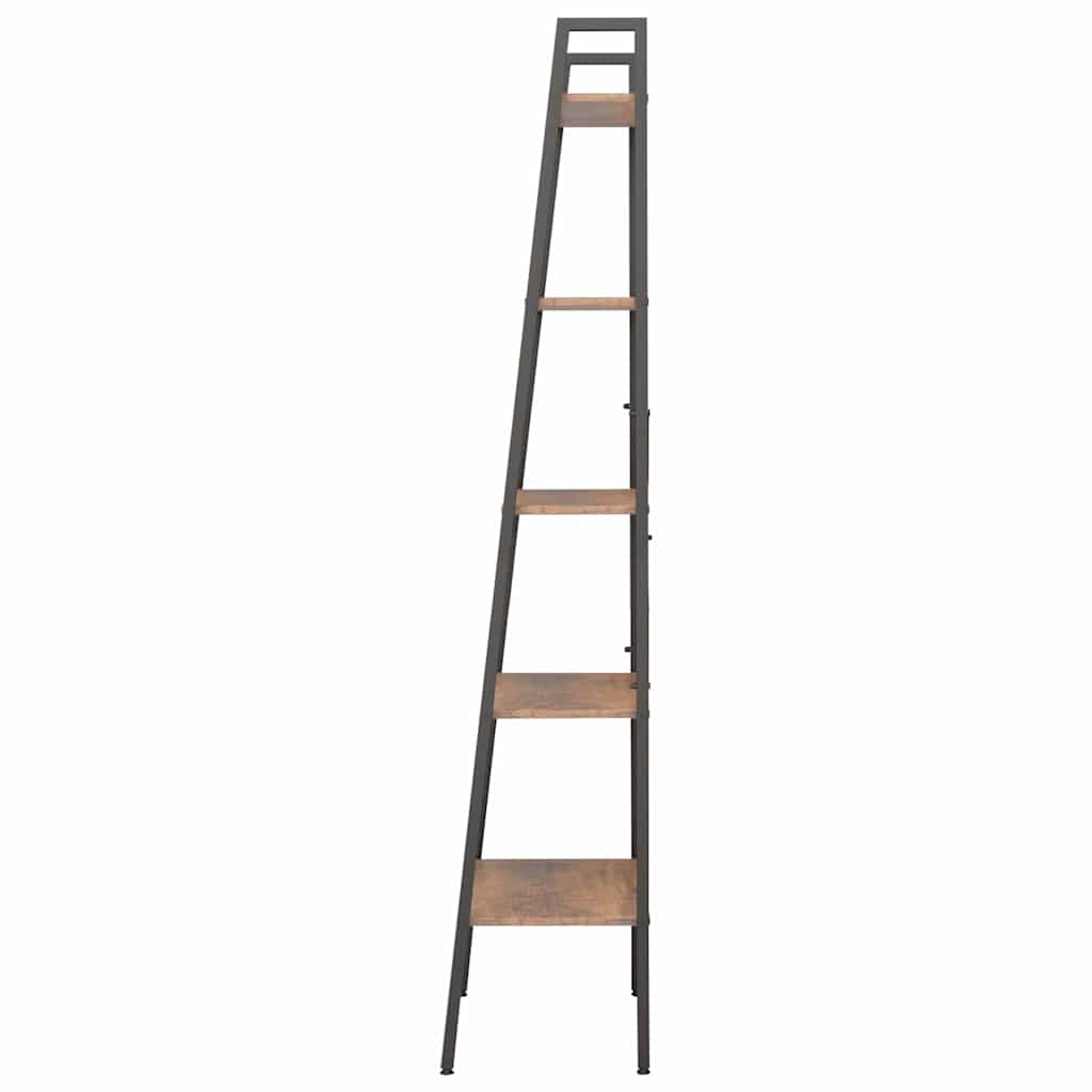 vidaXL Standing Shelf | Dark brown and black | Engineered wood, Steel | Tall 4